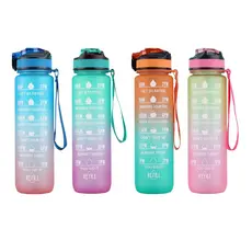 Garrafa Motivacional Squeeze 1 Litro Com Canudo Esportes - Envio Já!