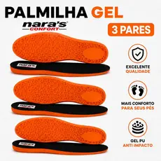 Palmilha Gel Anatômica Ortopédica Ant-Impacto Nara Para todos Calçados Tênis Bota Coturno Sapatos
