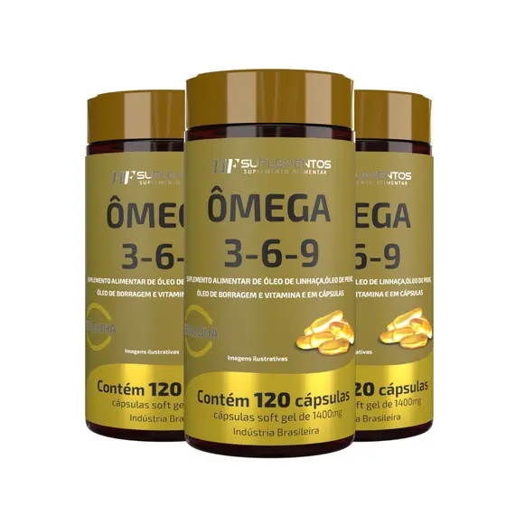 3x Omega 3-6-9 Peixe + linhaça + borragem 120 caps