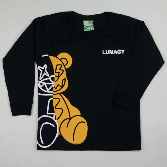 Camiseta Básica Infantil Menino Manga Longa 100% Algodão Inverno