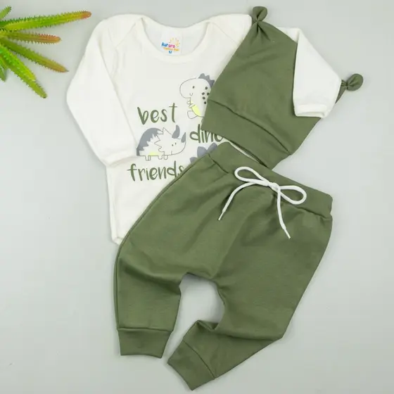 Conjunto Body, Calça e Touca Bebê Menino Roupa de Frio Inverno