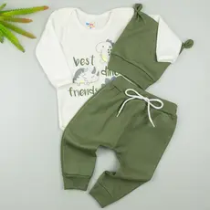 Conjunto Body, Calça e Touca Bebê Menino Roupa de Frio Inverno