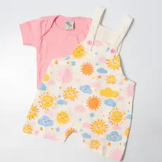 Conjunto Jardineira Moletinho e Body Bebê Menina Verão