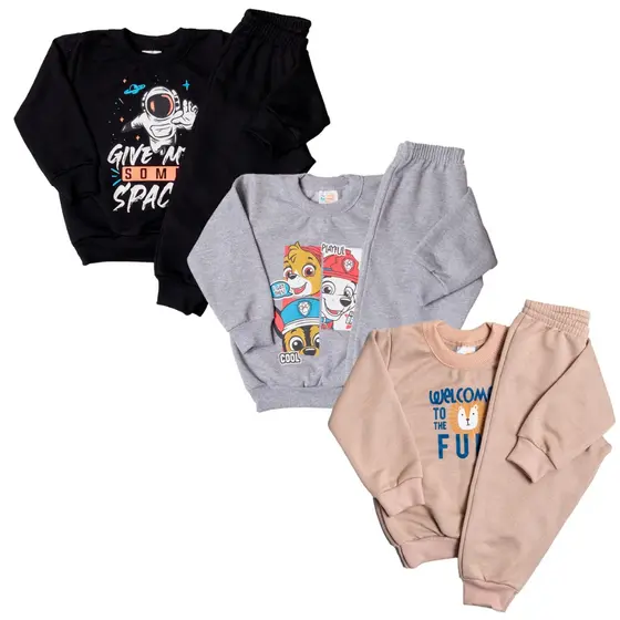 Lote 6 peças Moletom Infantil Menino Bebê Roupas de Frio Inverno