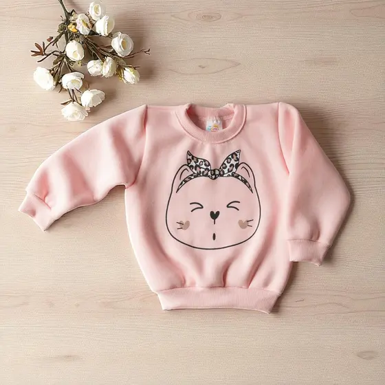 Blusa Moletom Inverno Quentinha Peluciada Roupas para Meninas Rosa Bebê