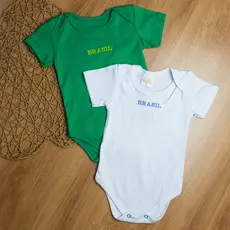 Body Minha Primeira Copa Brasil Bebê Unissex Algodão