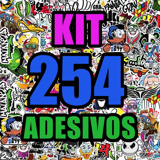 Kit 254 Adesivos Para Bicicleta Alta Resolução Cartela aprova d'agua - Personagens Frases e Simbolos