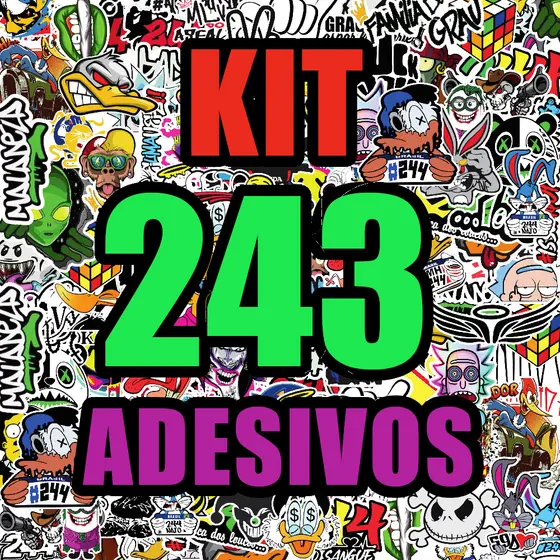 Kit 243 Adesivos De Carro Alta Resolução Cartela aprova d'agua - Personagens Frases e Simbolos