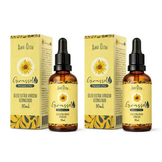 Kit Óleos De Girassol Ozonizado Amaozon 30ml - 2 Unidades Oleo de Ozonio P/ Ozonioterapia