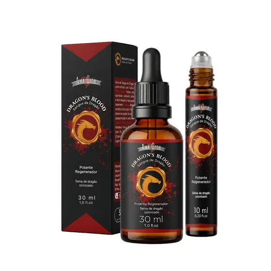 Seiva Sangue de Dragão Óleo Ozonizado Kit Versão 30ml E Roll-on 10ml Ama Ozon