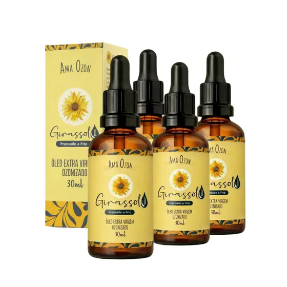 Kit Com 4 Óleo De Ozônio de Girassol De 30ml Cada Base Carreadora Para Óleos Essenciais Ama Ozon