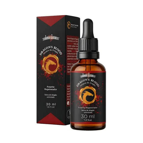 Óleo Sangue de Dragão Ozonizado 30ml Ama Ozon Para Rosto Corpo e Áreas Ressecadas Girassol e Urucum