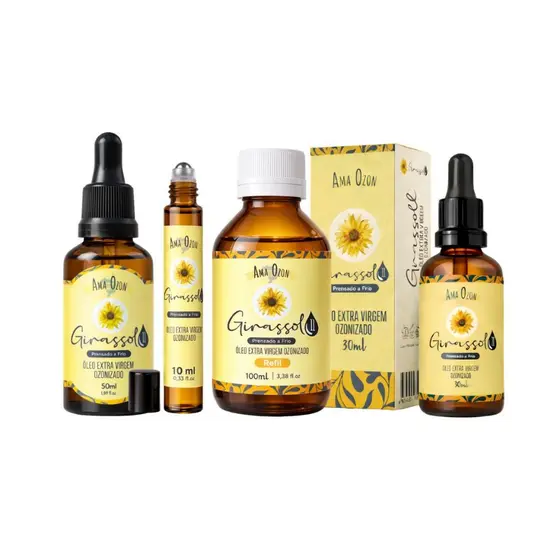 Óleo De Girassol Ozonizado Multifuncional Ozonioterapia Ama Ozon Escolha Sua Versão Varios Tamanhos