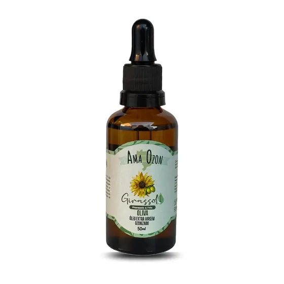 Oleo Ozonizado De Girassol E Oliva 50ML Para Imunidade Mau Halito Afta Ama Ozon