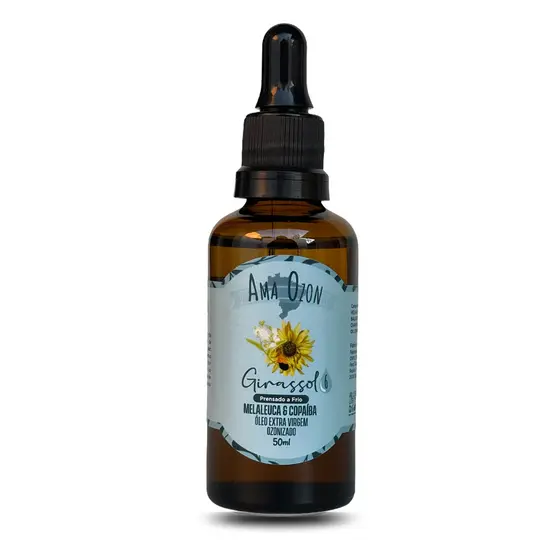 Óleo de Malaleuca Ozonizado Ama Ozon Em Sinergia c/ Oleo de Girassol Ótimo Cicatrização Fungos 50ml