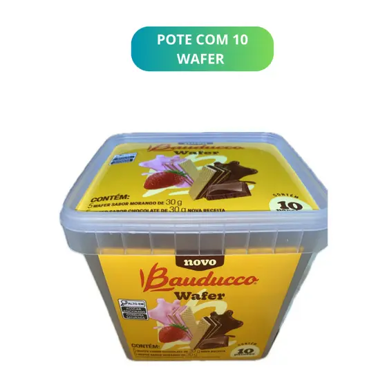 WAFFER BAUDUCCO POTE 10 UNIDADES 5 CHOCOLATE 5 MORANGO