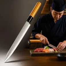 Faca Yanagiba Katana Japonesa 8 Pol Inox Sushi Sashimi Filetar Peixe Salmão Profissional Cozinha