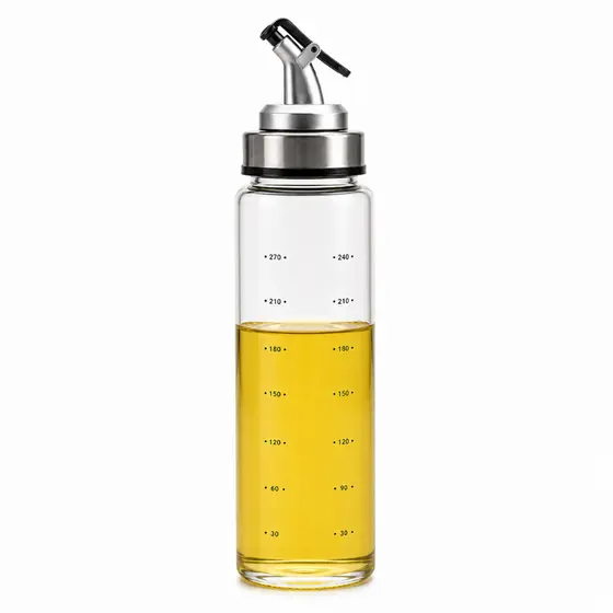Galheteiro De Vidro 300ml Porta Azeite Vinagre Bico Dosador Inox Anti Gotas