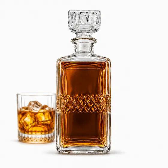 Licoreira De Vidro 1L Garrafa Para Whisky Licor e Rum Decanter Tampa Hermética Alta Qualidade