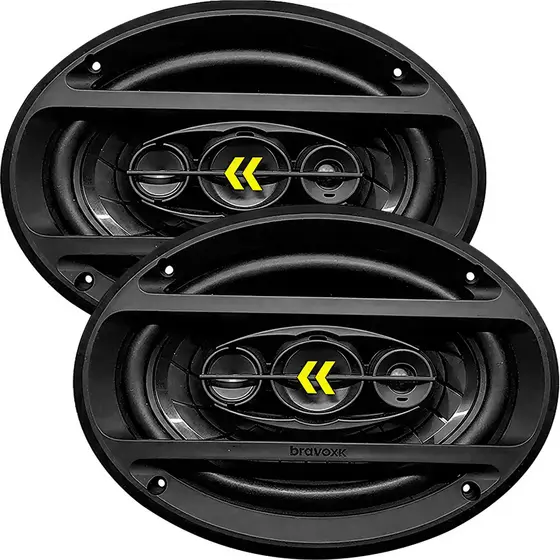 Alto Falante Bravox Revo 6x9 Polegadas Quadraxial 200W Par Automotivo Carro Som Áudio Stereo HiFi