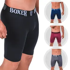 Kit C/3 Boxer CICLISTA Microfibra Long Leg Cuecas Box Conforto Elastico Reforcado Perfeita Esportes