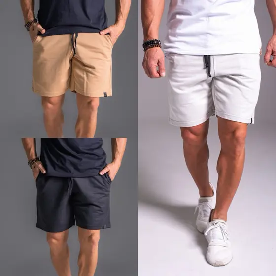 Kit 3 Bermuda Moletom Masculino Lisa Academia Treino/Casual.