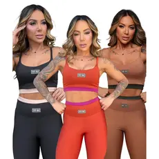 Conjunto Fitness Feminino Academia Top Alcinha e Calça Legging Fitness Cintura