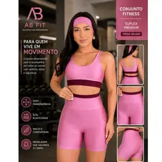 Conjunto Fitness Short Feminino Academia Meia Coxa Suplex Premium Cintura Alta Bermuda