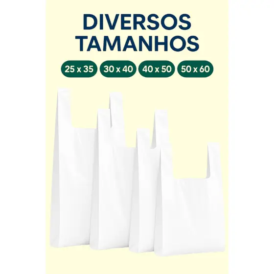 Kit 1000 Sacolas plásticas 25x35 30x40 38x48 48x58 Branca com 1000 unidades Frete grátis