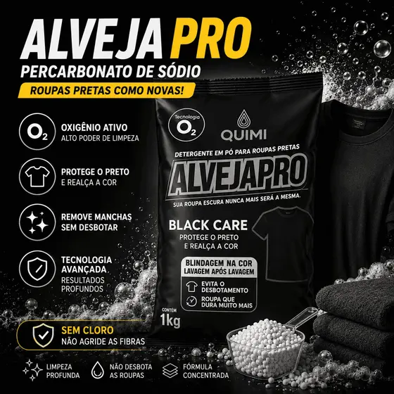 Percarbonato de sódio para Roupas pretas / escuras AlvejaPro Black Care 1KG realça a cor