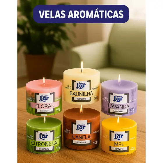 Kit Velas Aromáticas 60gr perfumadas presente decoração ambientes