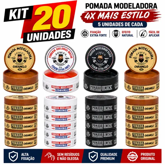 kit pomada 20 pomadas 150G + 5 Gel Cola 300G