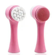 Escova Limpeza Facial 2 Em 1 Massagem Esponja Skin Care Cerdas Macias Dupla Face
