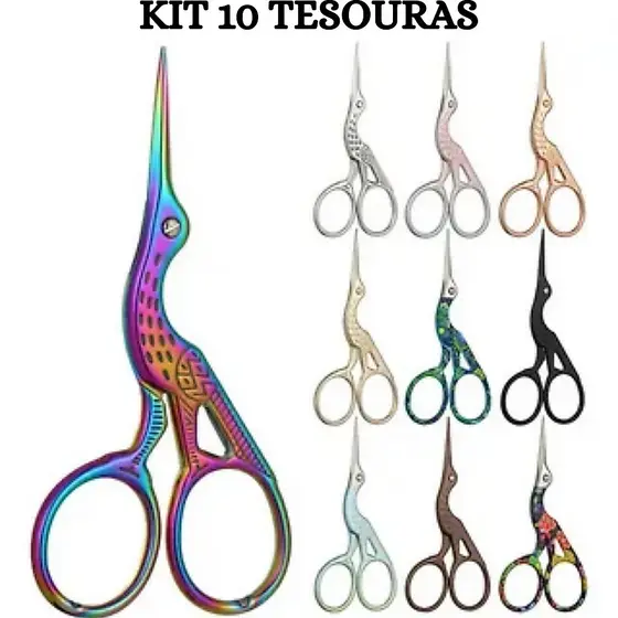 Kit 10 Tesourinhas Profissional Para Design Sobrancelhas Passaro