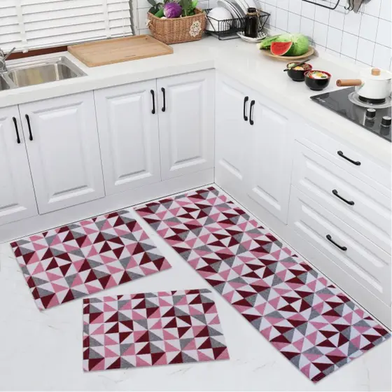 Jogo Tapete De Cozinha Antiderrapante Kit 3 Peças Várias Cores