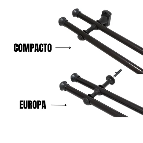Varão Duplo Para Cortina Tabaco 1,50mts 19/19mm Europa/Compacto