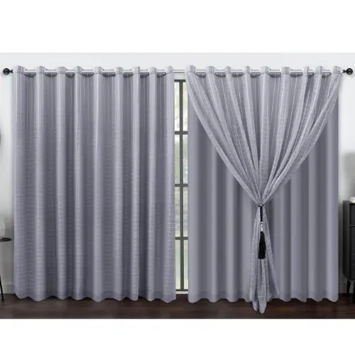 CORTINA PARA SALA/QUARTO 6.0MTRS DE LARGURA VOIL XADREZ C/ FORRO MICROFIBRA TAMANHOS VARIADOS