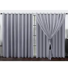 CORTINA PARA SALA/QUARTO 6.0MTRS DE LARGURA VOIL XADREZ C/ FORRO MICROFIBRA TAMANHOS VARIADOS