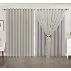 CORTINA 4.0MTS DE LARGURA VOIL LISO C/ FORRO MICROFIBRA TAMANHOS E CORES VARIADAS PARA SALA / QUARTO