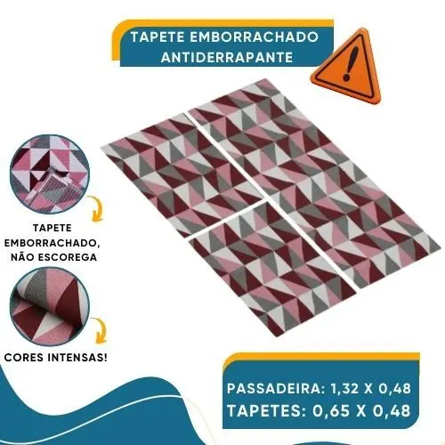 Tapete para cozinha antiderrapante 3 peças 1 passadeira e 2 tapetes