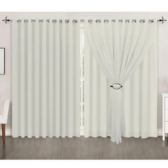 CORTINA 5.0MTS DE LARGURA VOIL LISO C/ FORRO MICROFIBRA TAMANHOS E CORES VARIADAS PARA SALA / QUARTO