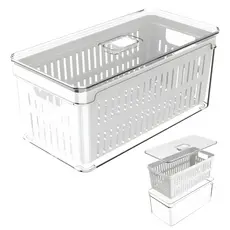 Organizador De Geladeira Com Escorredor Tampa 5l Clear Fresh Transparente OU