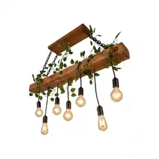 Lustre Rústico Madeira 90cm 7 Pendentes Estilo Industrial Boho