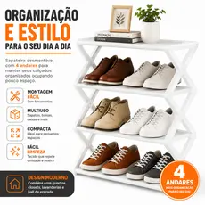 Sapateira Organizadora 4 Andares Multiuso Desmontável Moderna Organizador de Sapatos e Calçados - NY