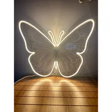 Borboleta led neon 3d 50x35cm em acrilico