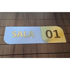Placa de identificação de porta de sala 1, 2, 3, em acrilico 30x10cm em acrilico