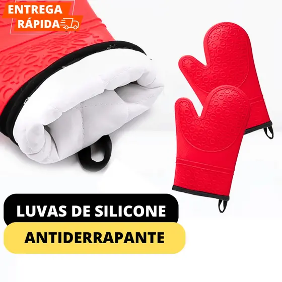 Luva Térmica Para Forno Cozinha Par De Luvas Com Forro Para Fogão De Silicone Lavável Premium