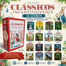 Box 16 Livros Clássicos Infantojuvenis Alice OZ Peter Pan Oliver Twist Heidi Ideal Presente Coleção