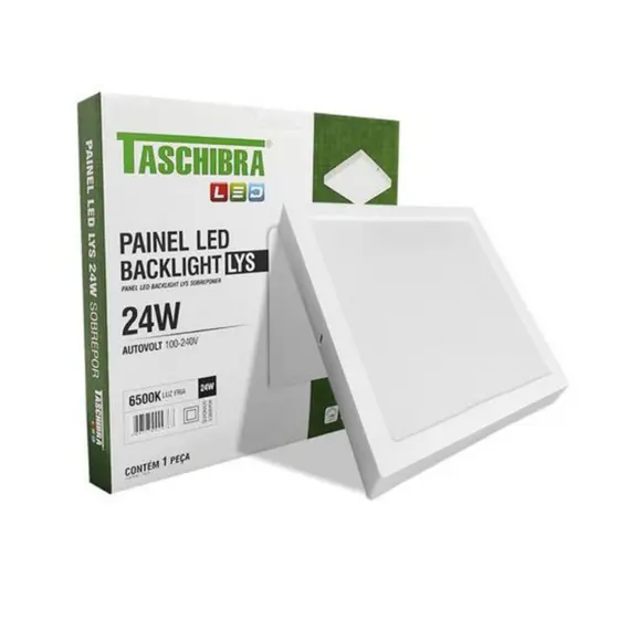 Painel Plafon Teto Luminária Sobrepor Led 24w Quadrado Taschibra
