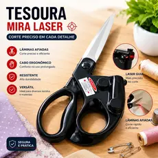 Tesoura de Aço Inox com Mira Laser Multifuncional